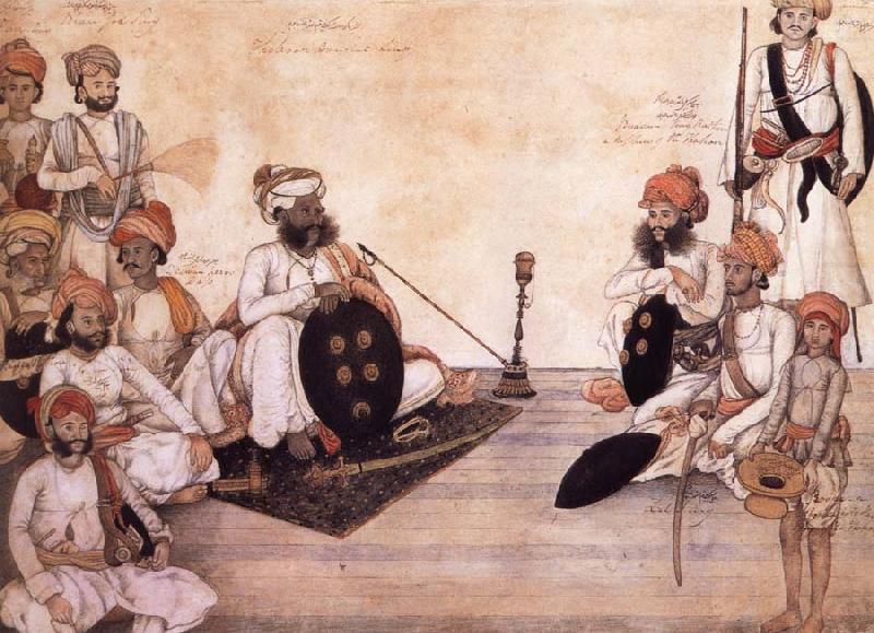 unknow artist Thakur Daulat Singh,His Minister,His Nephew and Others in a Council china oil painting image